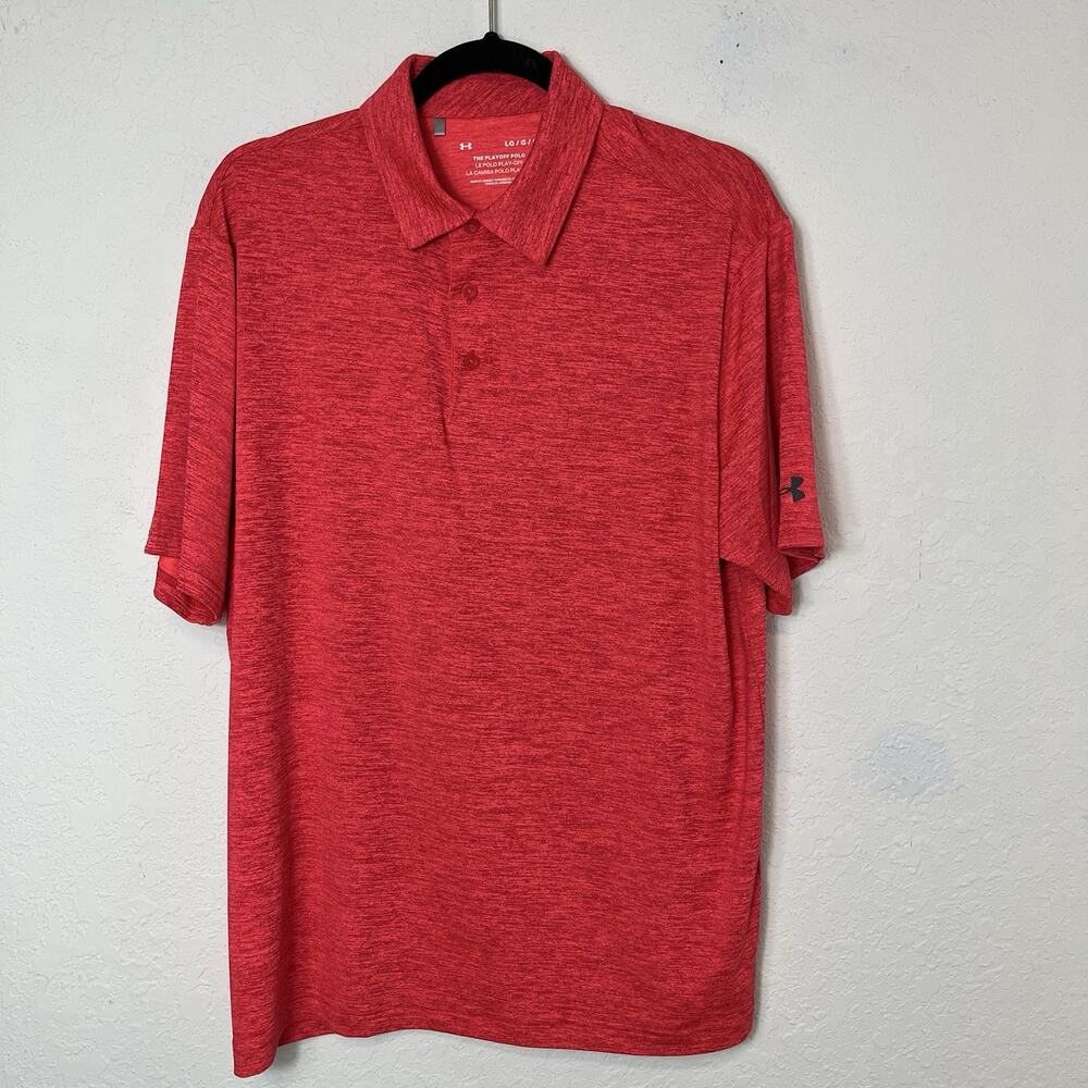 Under Armour The Playoff Polo Shirt Size L, Hot Pink, short sleeve, golf, tennis